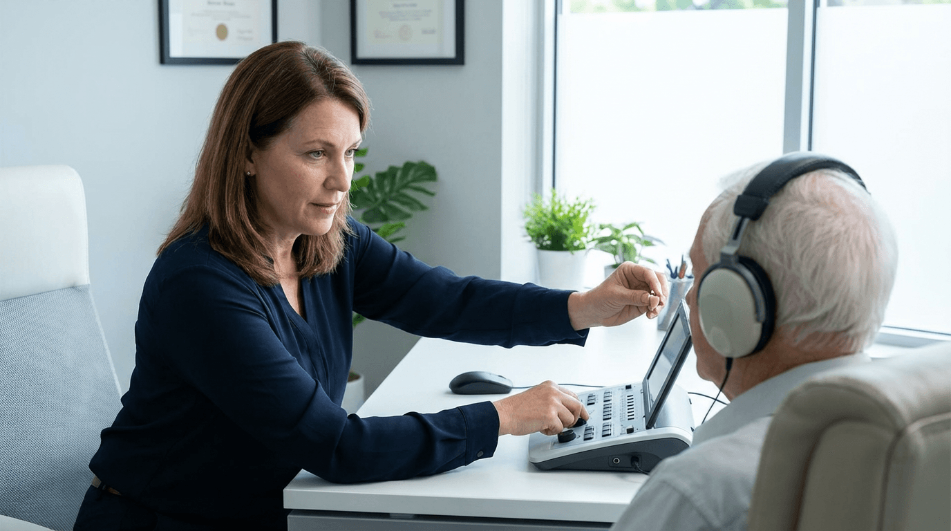 Перевірка слуху у Хмельницькому — фахівець проводить комп'ютерний скринінг слуху у центрі «Почути Все»